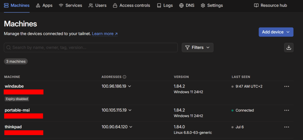 tailscalepaneladmin-1024x475 Tailscale : Accédez à vos serveurs sans exposer de ports.